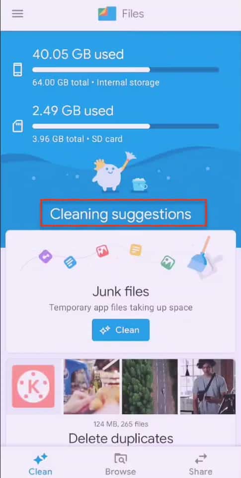 Cleaning Suggestions in Files