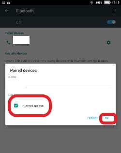 Enabling Internet Access for a Tablet without WiFi