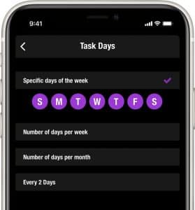 Set Task Days and Track Daily Activities